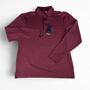 Maelreg Performance Polo Mens M Burgundy Long Sleeve Casual Athletic Fit NWT
